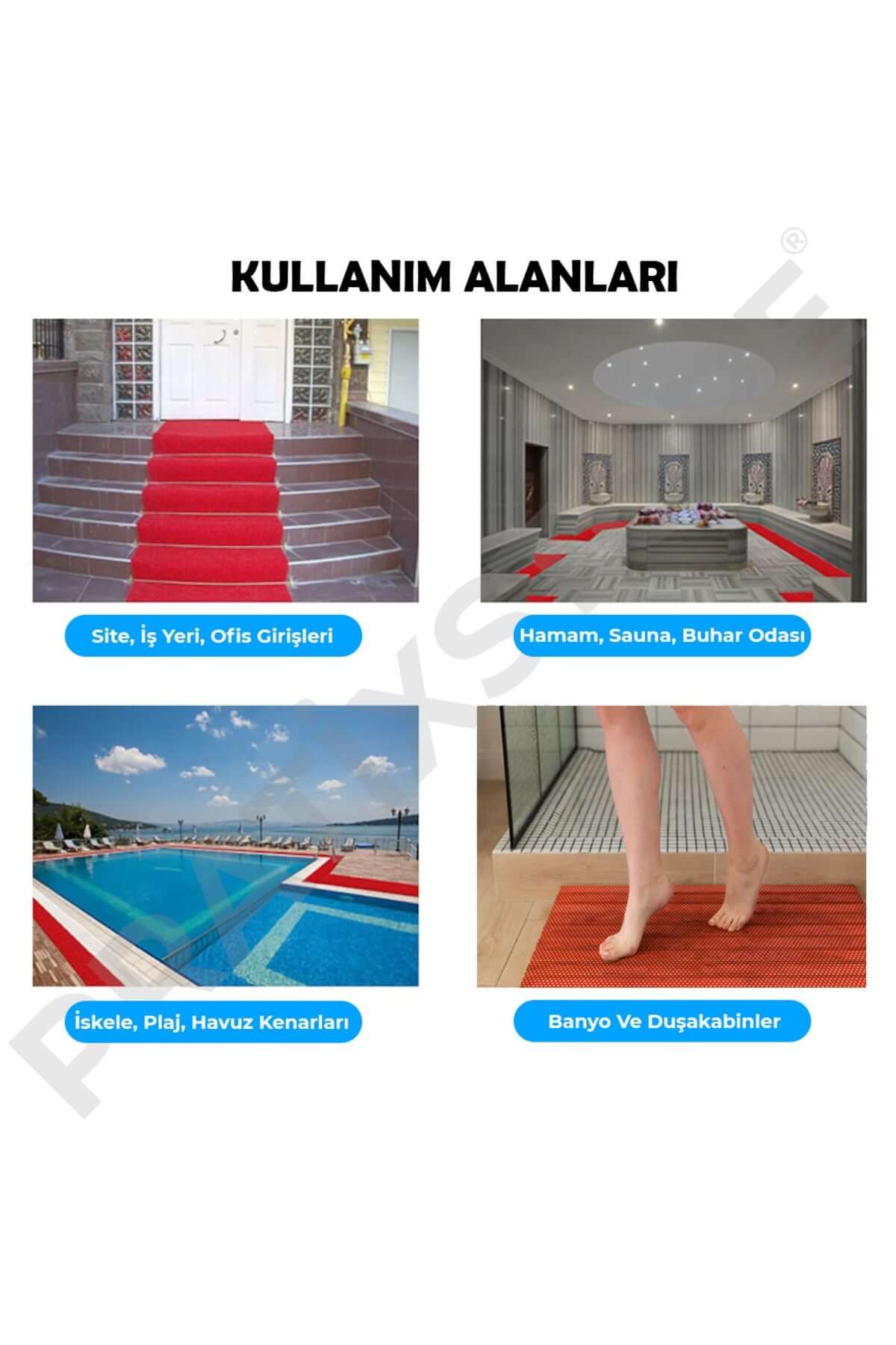 Islak Zeminlerde Kaydırmaz Banyo Paspası - Hijyen İçin İdeal Duş Abdest Lavabo Kapı Önü Paspası (Kırmızı)